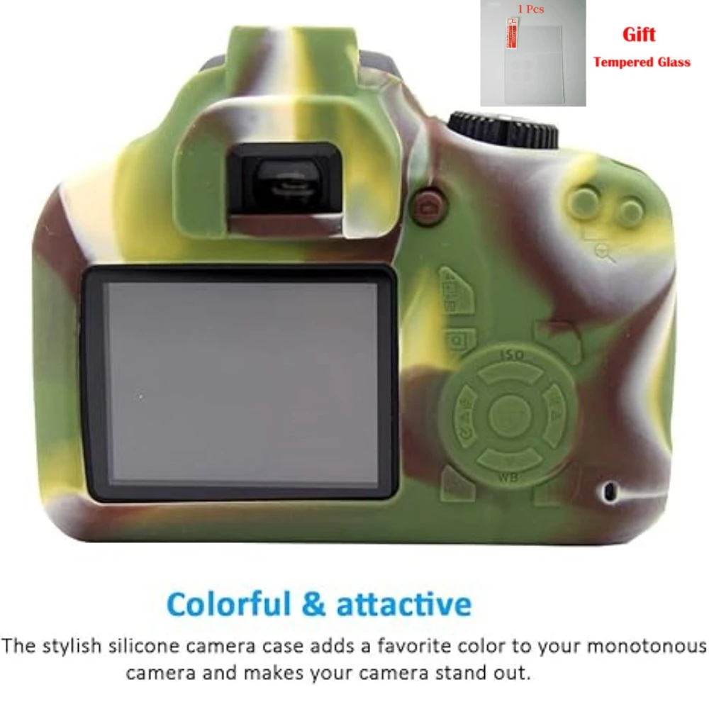 

For Canon EOS 4000D 3000D Silicone Protective Cover Protector Skin SLR Camera Silicone Case + free tempered film
