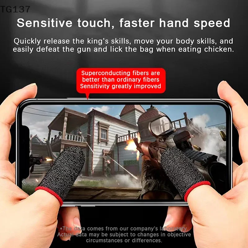 2PCS Anti-Sweat Gaming Finger Sleeve Breathable Fingertips Touch Screen Finger Cots Cover Sensitive Mobile Touch Glove