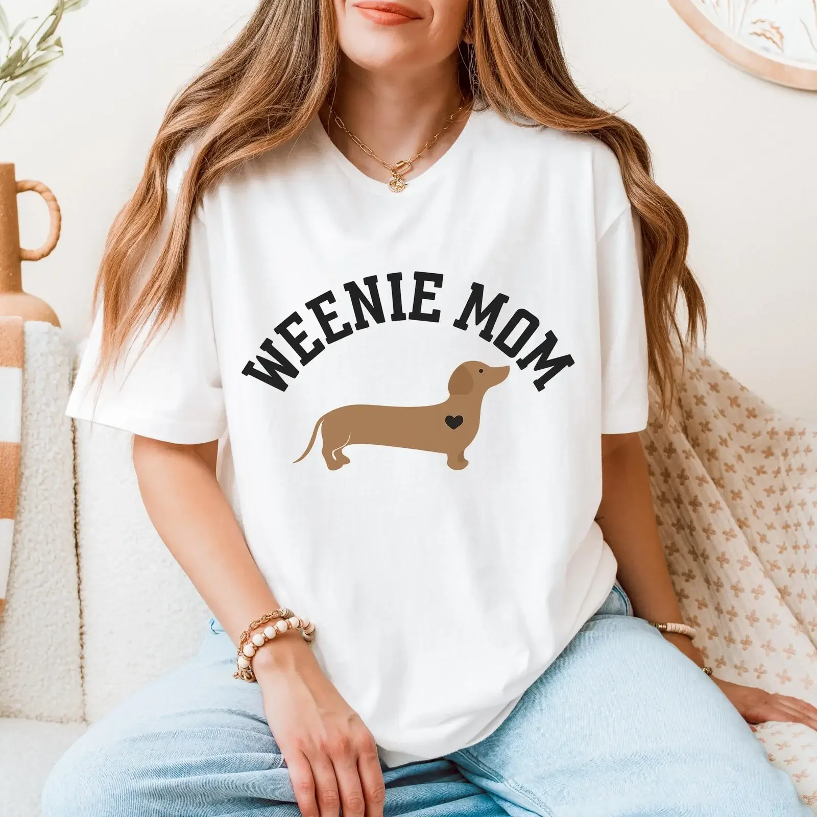 Dachshund Mom T Shirt Weenie Dog Crewneck Lover  vintage Washed Soft Versatile designer clothes Comfortable Stylish Casual