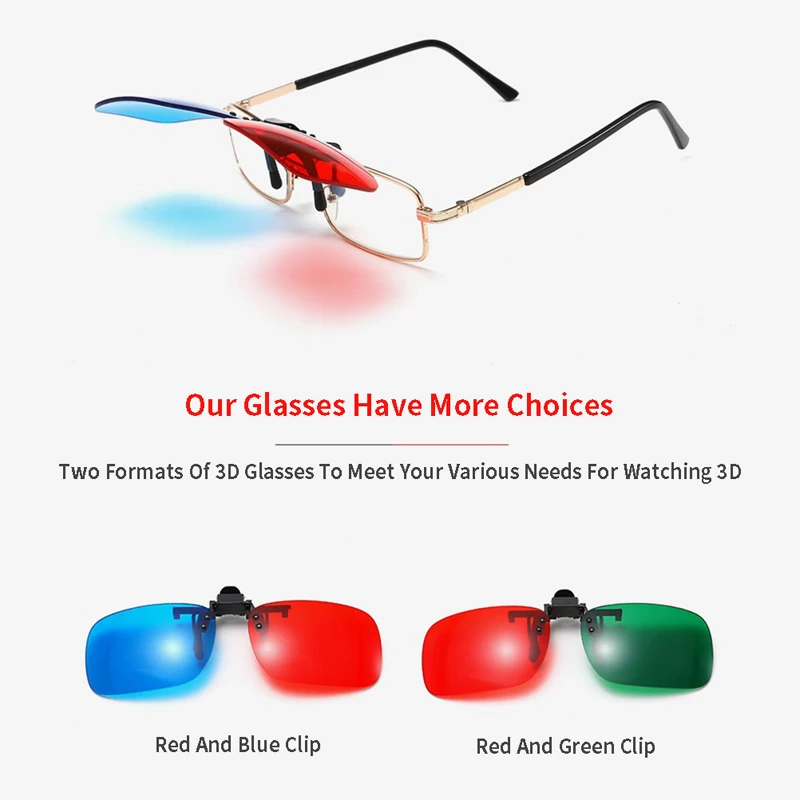 Red Blue Green 3D Glasses Black Frame For Dimensional Anaglyph Movie TV Glasses For 3D Movies