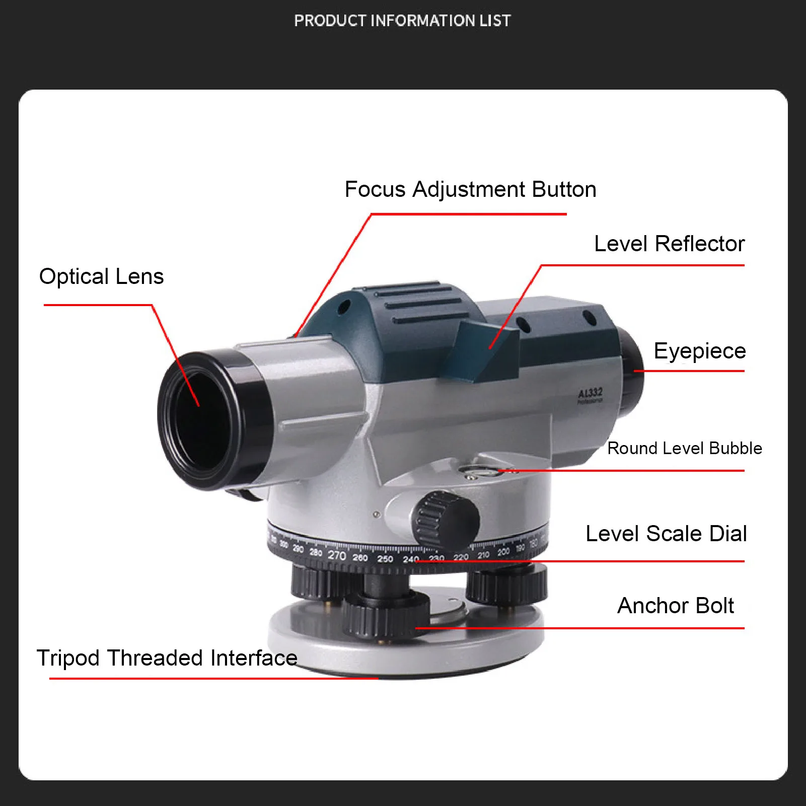 32x nível de nível óptico nível óptico 32x ampliação ferramenta de levantamento preciso com compensador magnético amortecimento nível óptico