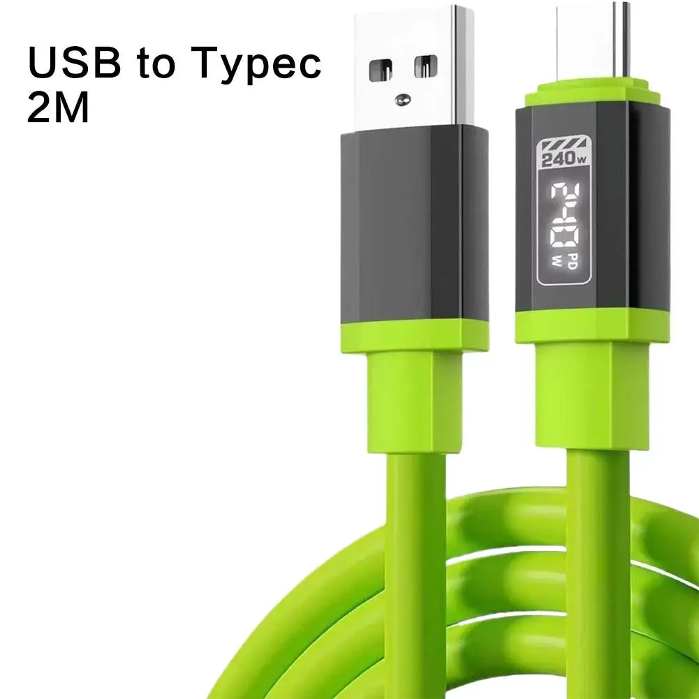 240W USB Typ-C Ladekabel Verdicktes Silikon Schnellladegerät für iPhone Samsung Huawei Handykabel 1-2m