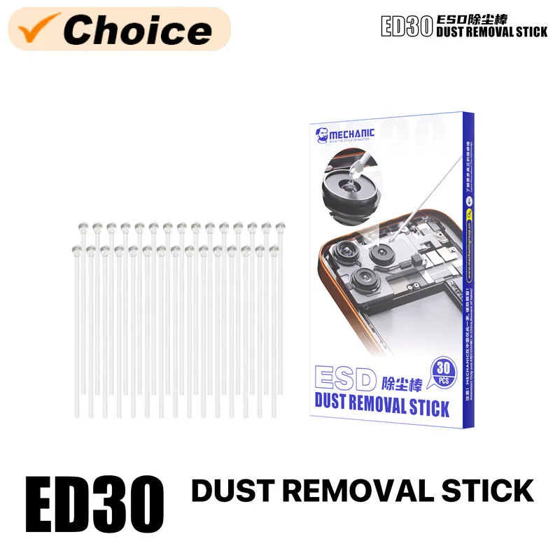 MECHANIC ED30 ESD Dust Removal Sticks 30Pcs Synthetic Resin Tip Anti for Phone Camera Lens Dust Absorbing Mobile Repair Tools