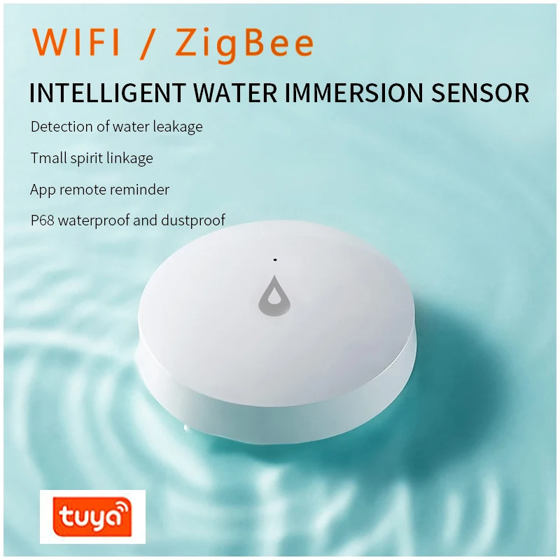 ZigBee 3.0 투야 누수 감지기, 홍수 센서, 물 탱크 전체 물 연결, 스마트 홈 보안 경보 지지대, 스마트 라이프