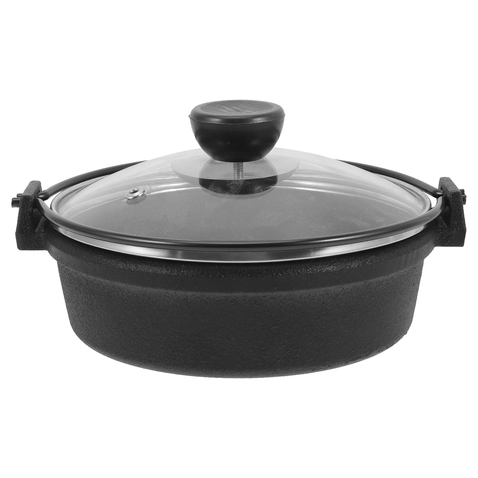1 Juego de olla caliente de hierro fundido de estilo japonés, sartén multifunción para estofado, olla de cocina con mango colgante para el hogar y al aire libre