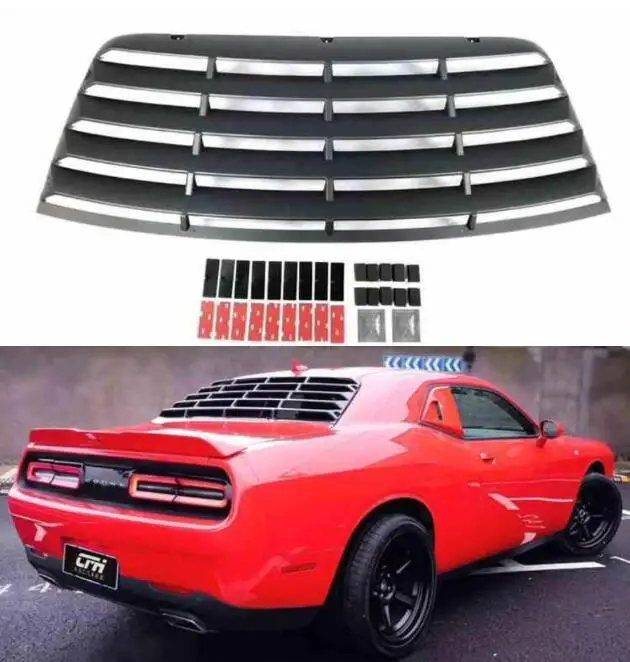 

PP Matte Black Shutter Grill Cover Frame Car Rear Window Decorative Louver For Dodge Challenger 2015 2016 2017 2018 2019 2020