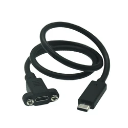 0.3m 0.2m 1M 0.5M Panel Mount Type-C USB-C Male To Female Extension Cable With Screw Hole Lock Connector Cable Spacing 18mm