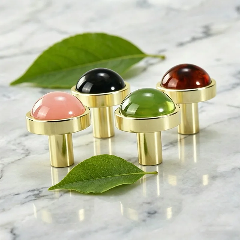 Simple and Luxurious Circular Imitation Jade Cabinet Door Handle, Flowing Cloud Amber Clothing Cabinet Drawer Small Handle 4