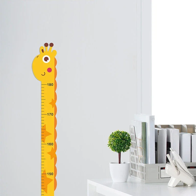 Yellow Giraffe Height Chart Sticker Adorable Wall Sticker Decor for Home Bedroom Classroom Perfect for Kids Room Decoration