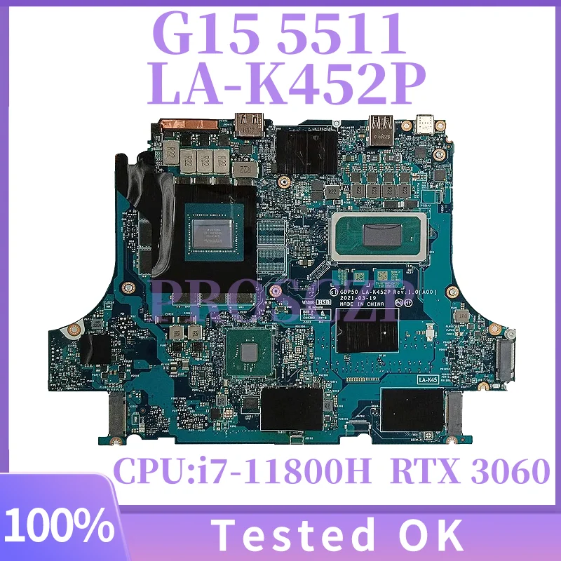 

For Dell G15 5511 Alienware m15 r6 i7-11800H RTX 3060/6GB Laptop Motherboard LA-K452P CN-0YC2KJ YC2KJ Mainboard 100% TESTD