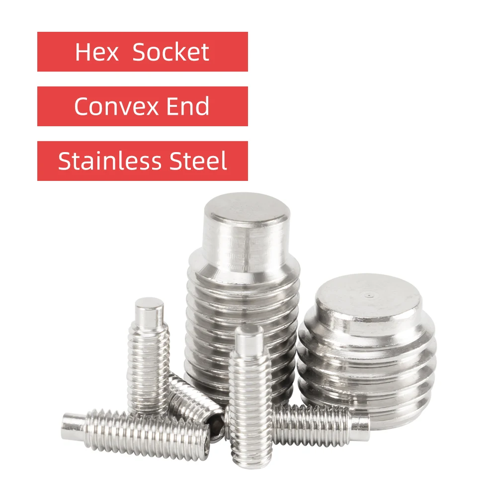 Sekrup Set Soket Heksagonal Ujung Cembung M2.5 M3 M4 M5 M6 M8 M10 M12 M16 304 Sekrup Tanpa Kepala Baja Tahan Karat untuk Kunci Pas Allen