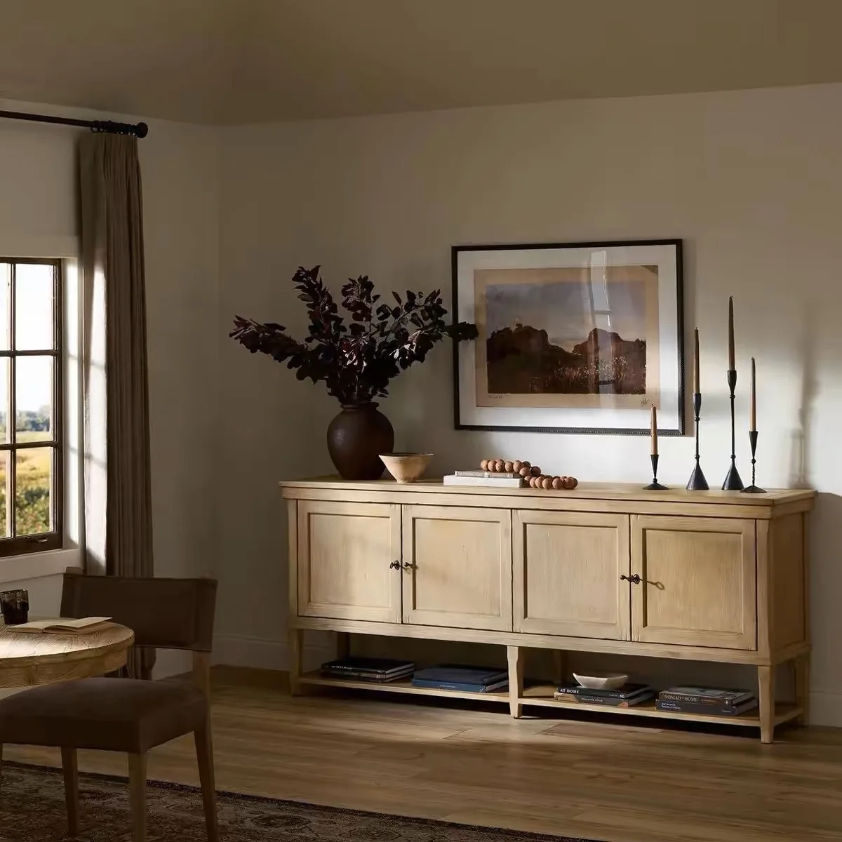 

Тумба-буфет из массива дерева, прихожая тумба-шкаф, многофункциональный шкаф для хранения для гостиной и столовой