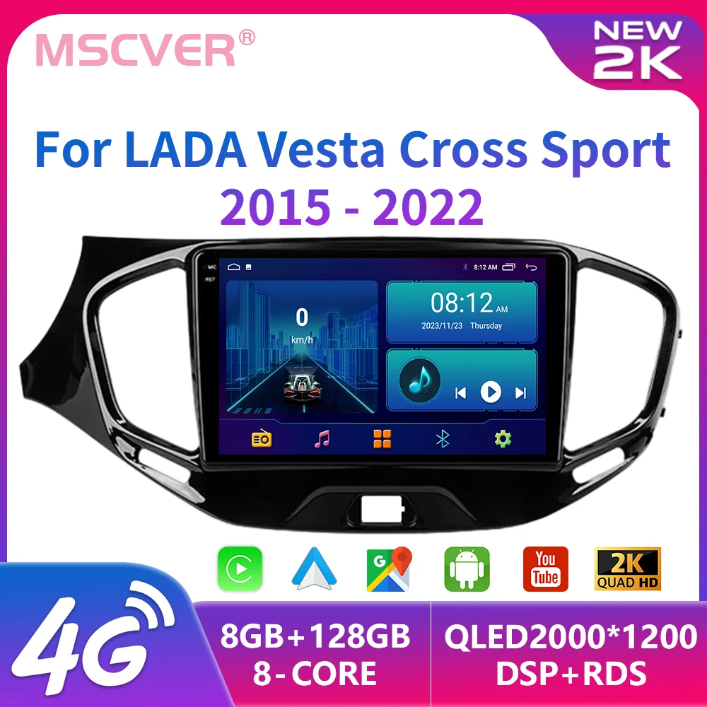 

2 Din Android 13 For LADA Vesta Cross Sport 2015 - 2022 Car Radio Multimedia Player Navigation GPS Carplay QLED Stereo GPS DVD