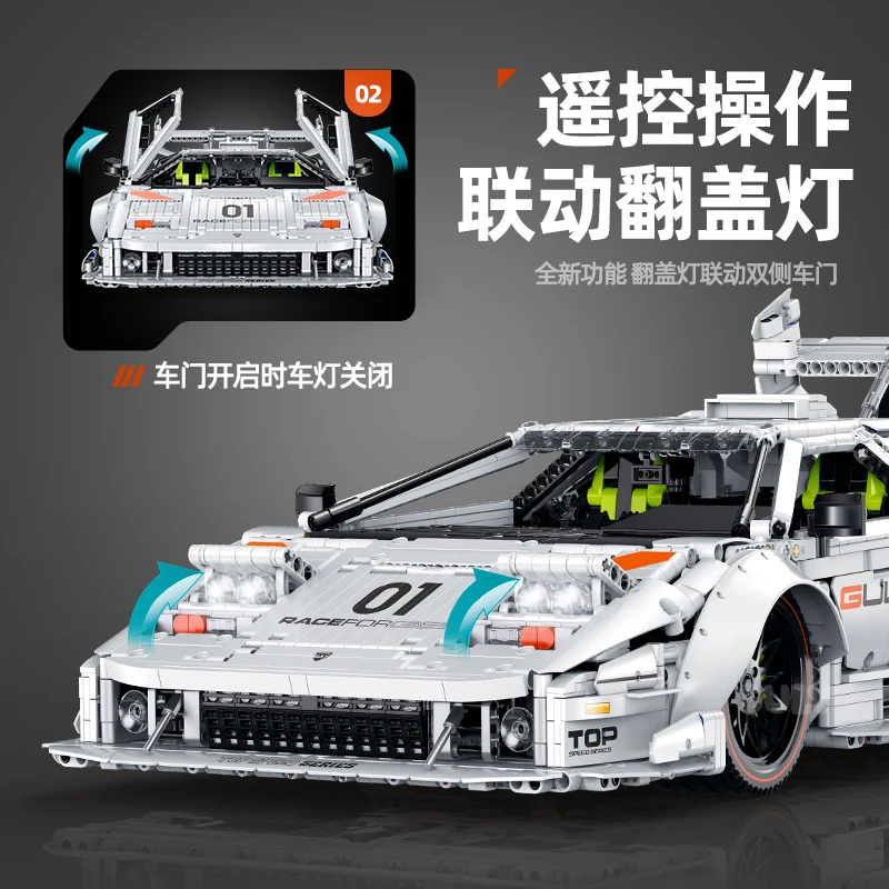 Em estoque 1:8 moc técnico rc retro carro esportivo lp5000 blocos de construção montagem tijolos corrida brinquedos para meninos presente natal conjunto