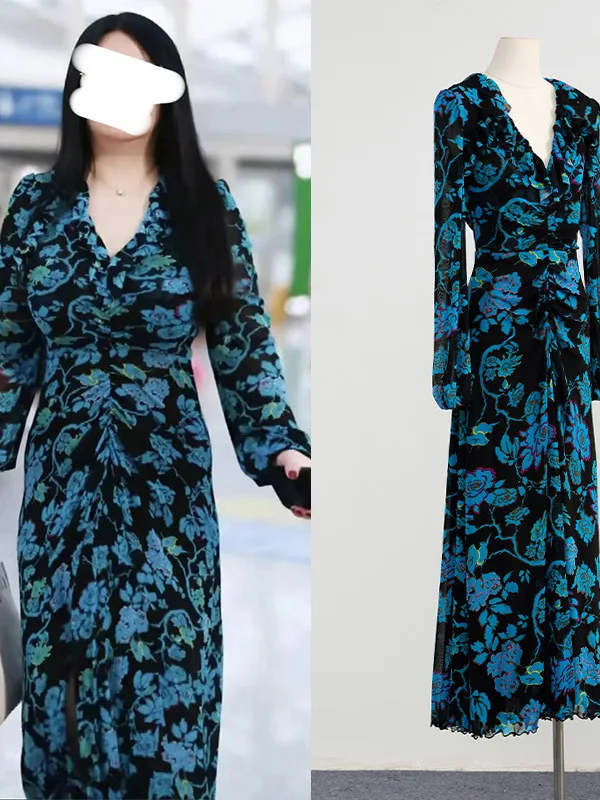 

Элегантное платье с V-образным вырезом и принтом, на резинке, больших размеров, для повседневной носки и праздников, осень 2025, из полиэстера, для ужина, вечеринки, бара...