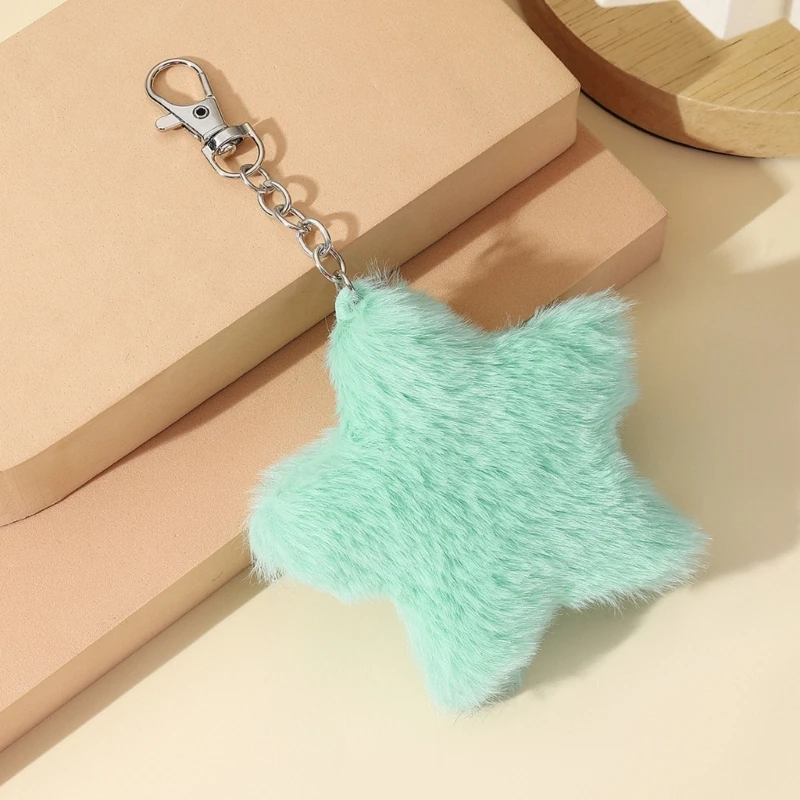 Plush Five-pointed Star Keychain Car Keyring Backpack Handbag Charm Pendant Drop Shipping