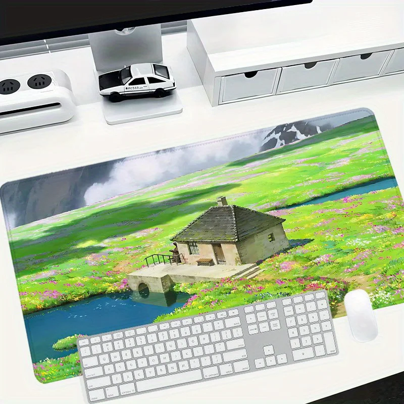Serene Lakeside Floral Cottage Bardzo Duża Podkładka na Biurko i Podkładka pod Mysz 88,9x40,64 cm - Antypoślizgowa Gumowa Podstawa, Obszyte Krawędzie, Ult