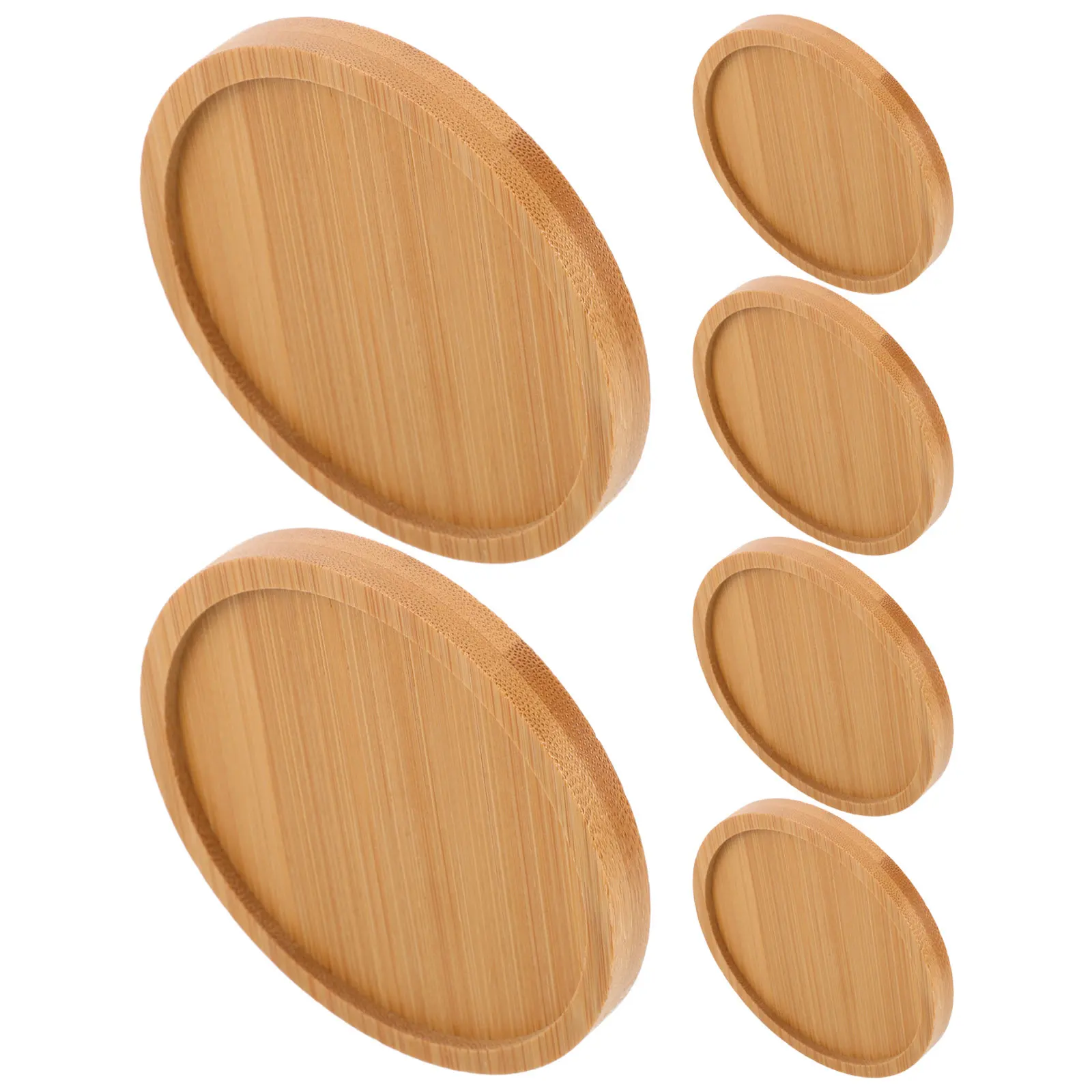 6Pcs Bamboo Soap Dispenser Base Tray Wood Non Slip Round Bathroom Tray for Vanity Kitchen Organizer Perfume Jewelry view 2