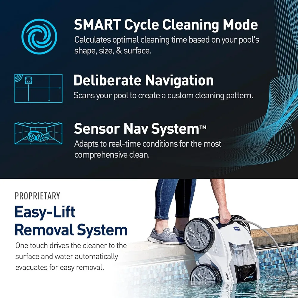 Smart Robotic Pool Cleaner with iAquaLink Control, long 70' Cable w/Tangle reducing Swivel, Debris Canister and 7 Cleaning Modes