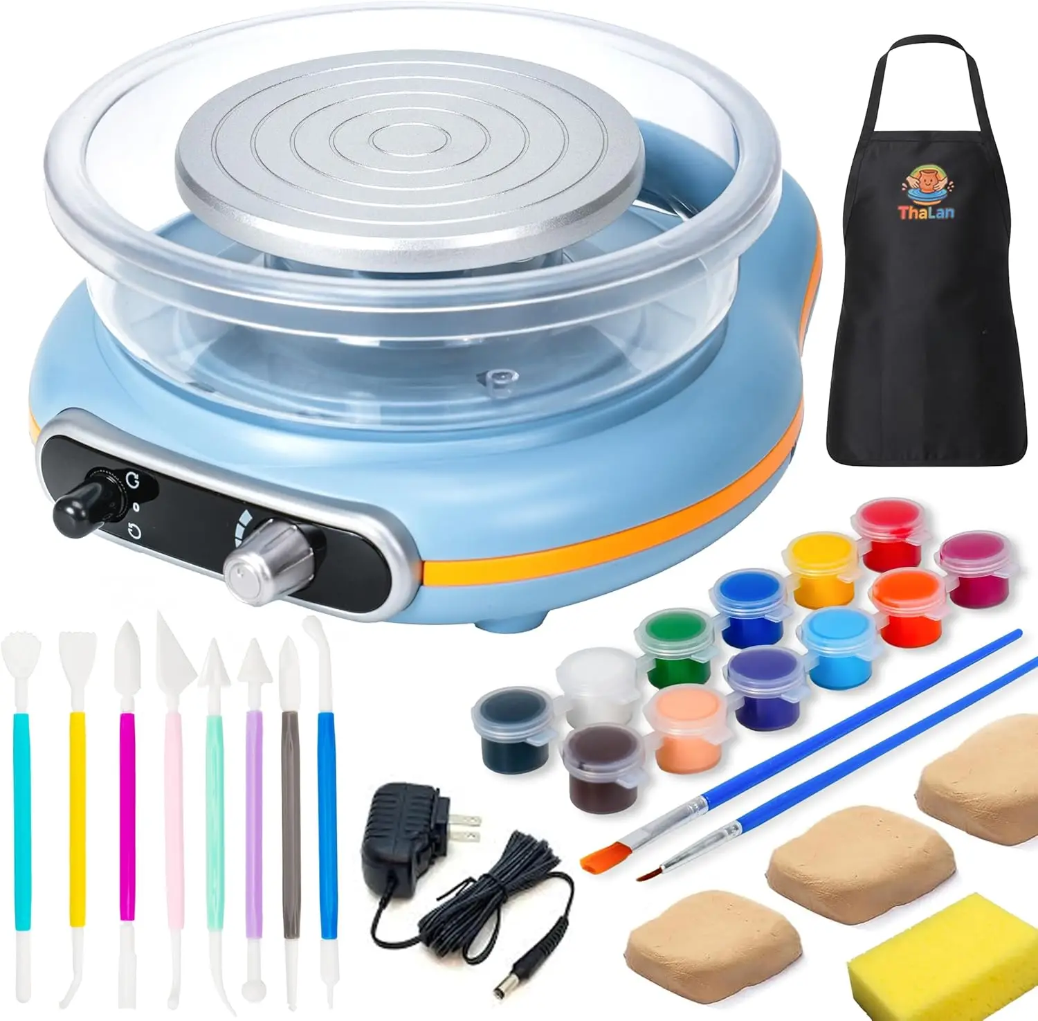 

Electric Mini Pottery Wheel Kit with 8 Tools and Paint for Beginners and Adults, 4.7 Inch Arts Machine
