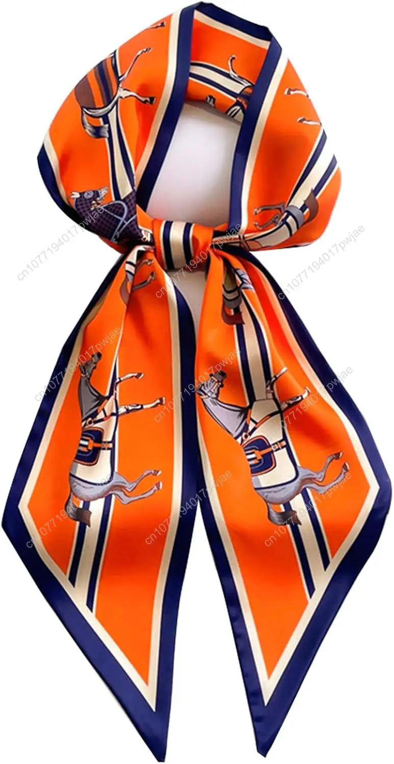 

Clysoru Silk Neck Scarf Printed Scarves Head Women'S Fashion Oblique Angle Satin Scarfs For Bag Hair 59” X 5.9”