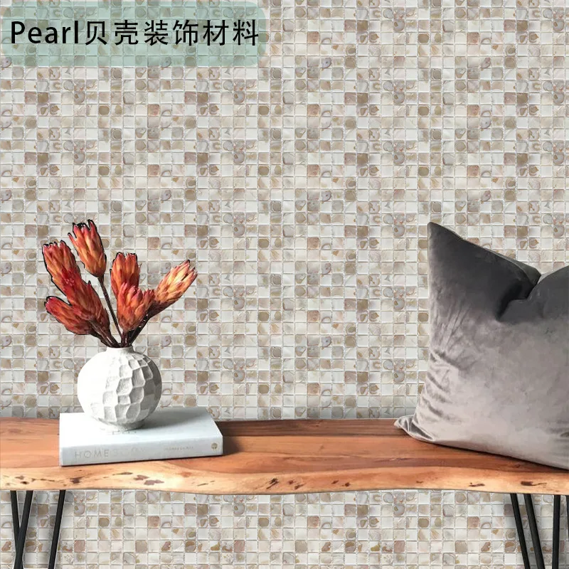 30x30cm Shell Mosaic Self-adhesive Tile Background Wall 0.2cm Kitchen Bathroom Balcony Bathroom Living Room Natural Decoration
