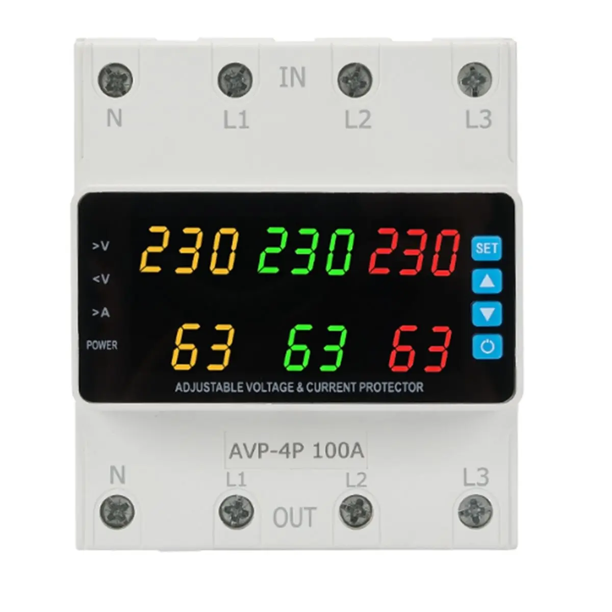 (AIMA) 3 Phase 220-380v Voltage Relay 100A Changeover Switch Overvoltage/Undervoltage/ Overcurrent/Phase Loss Protection Keep