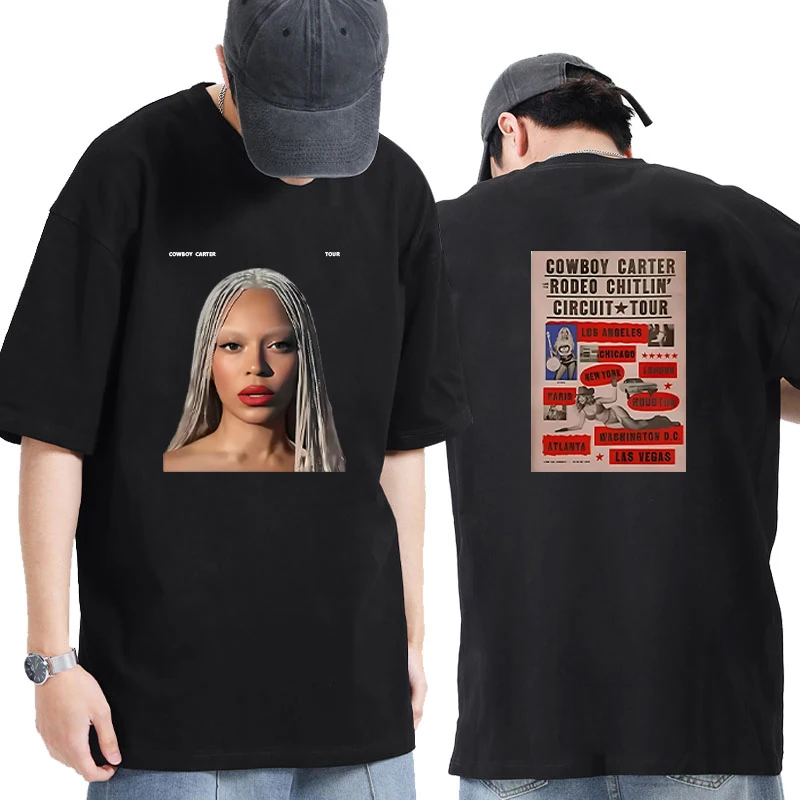 

Beyoncé COWBOY CARTER TOUR 2025 printed T shirt cotton loose men women round neck casual short-sleeved T-shirts Unisex tops