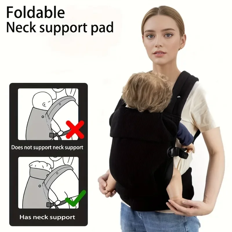 حاملة أطفال مريحة قابلة للتنفس وقابلة للتعديل وقابلة للطي لدعم الرقبة تناسب حديثي الولادة والأطفال الصغار بدون استخدام اليدين للسفر والاستخدام اليومي