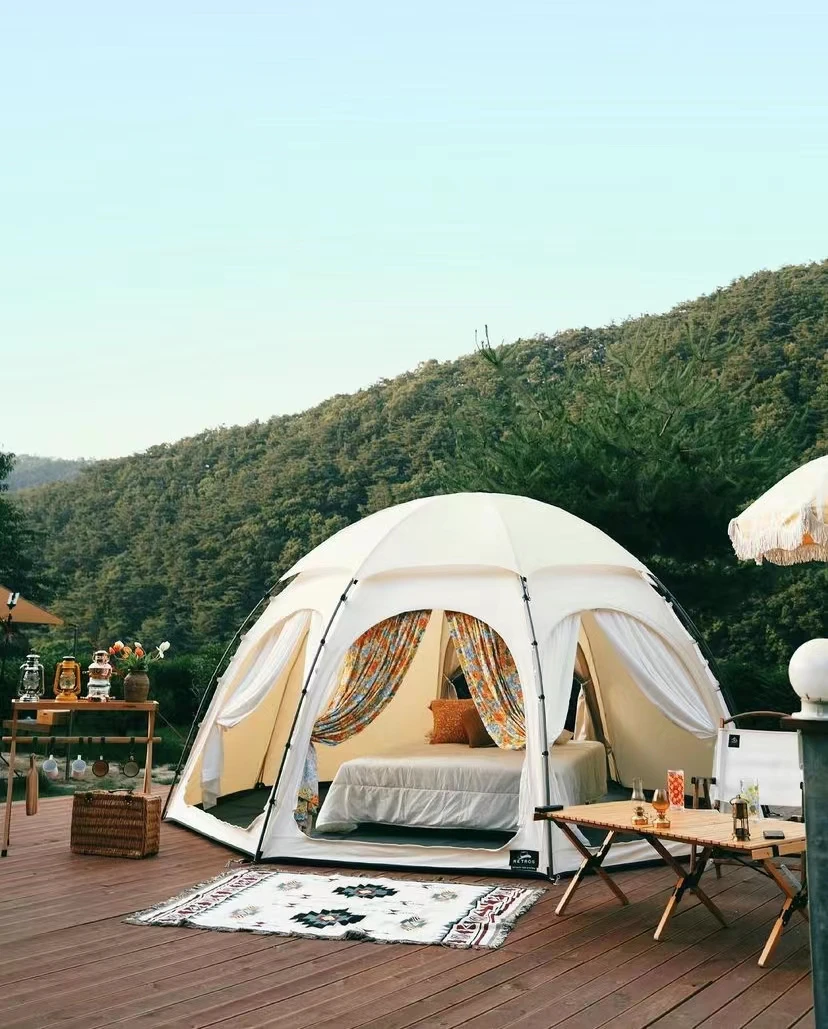 

Outdoor Octagon Style Tent Extended Shape Big Space Dome TC Fabric Family Party Tent