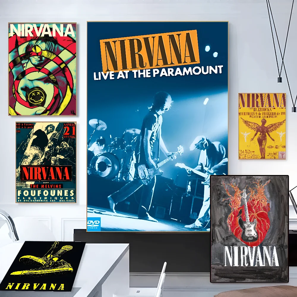 A-N-Nirvana-Rock Band Poster Paper Print Home Living Room Bedroom Entrance Bar Cafe Art Painting Decoration