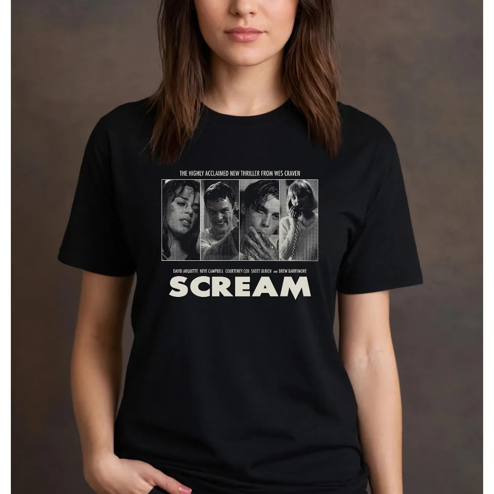 

SCREAM Multi Character Poster Printed T-shirt Women and Men Horror Style Top Spring/Summer Loose Short Sleeve Unisex T-shirt