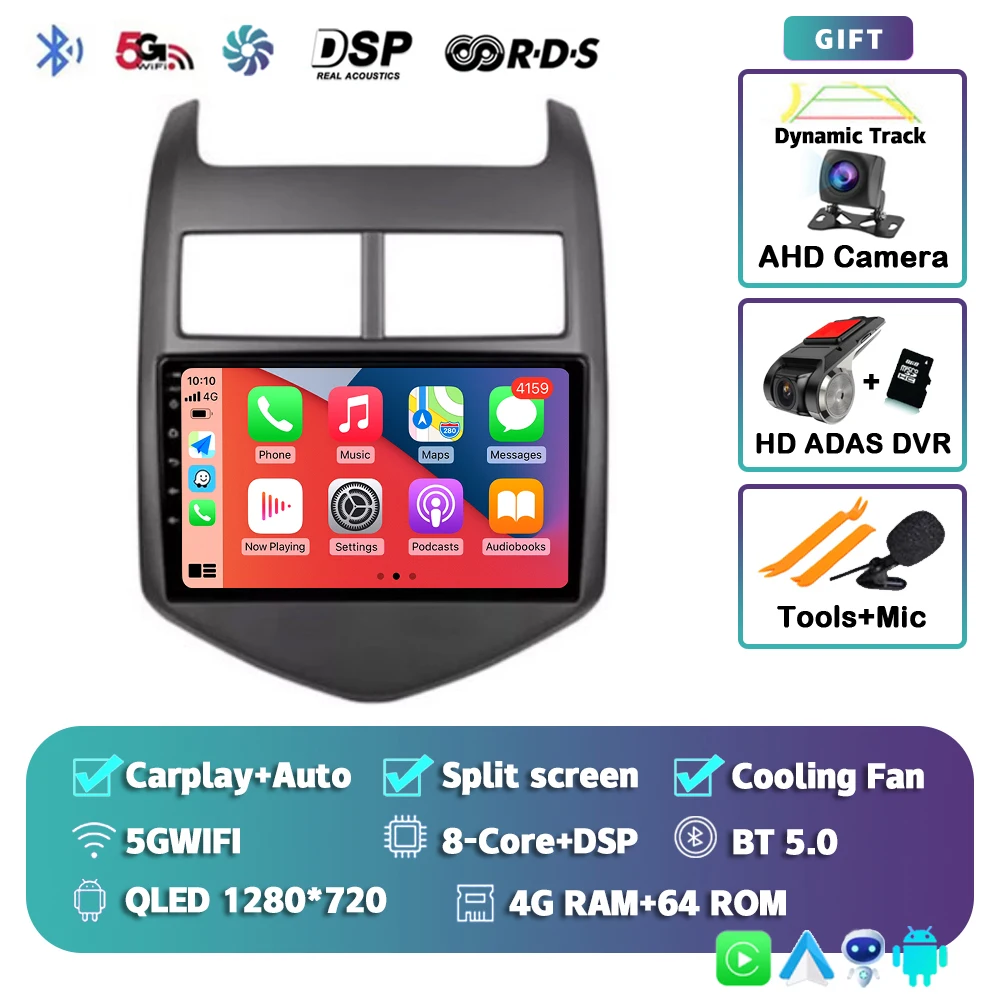 Android 15 CarPlay Auto Radio Multimedia Speler Voor Chevrolet Aveo 2 Sonic T300 2011-2015 Navigatie GPS 2din Stereo Audio