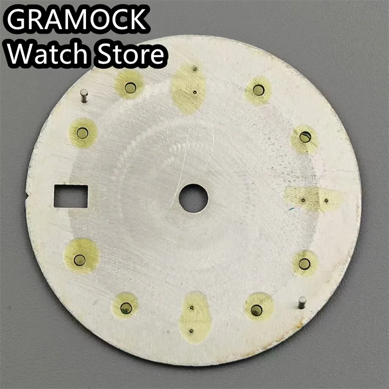 GRAMOCK 29mm NH34 Watch Dial Blue Dial Green Luminous Fit NH34 Movement Watch replacement parts