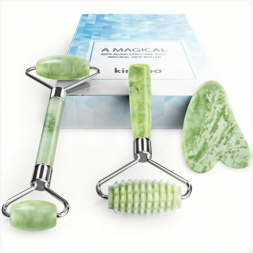 

Набор для лица 3 в 1: нефритовый роллер и гуаша с массажером, 100% натуральный, против старения, для красоты лица и глаз, против морщин