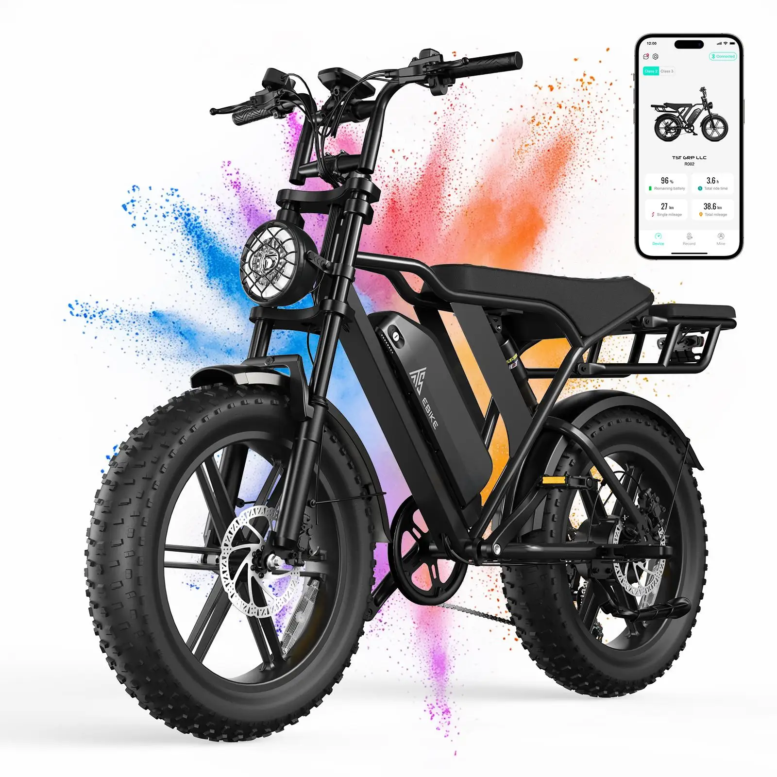 EU/AU Stock 750W 48V 15Ah Fat Tire E-Bike 7-Speed Steel Frame Brushless Long Range