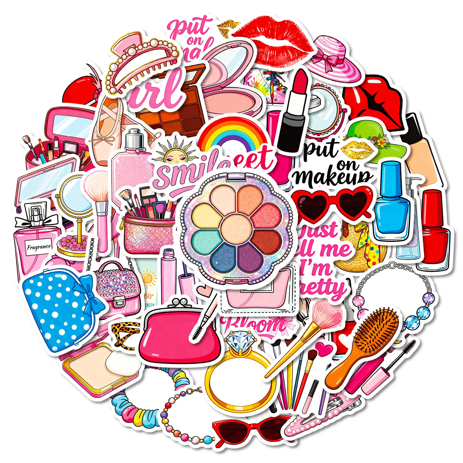 10/56 pçs série de maquiagem dos desenhos animados adesivos criativo graffiti decalque diy bagagem telefone guitarra scrapbook adesivo à prova dwaterproof água brinquedos do miúdo