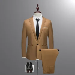 Spring and Autumn Season Men's Groom Casual Business Suit Set Two Piece Korean Version Slim Fit