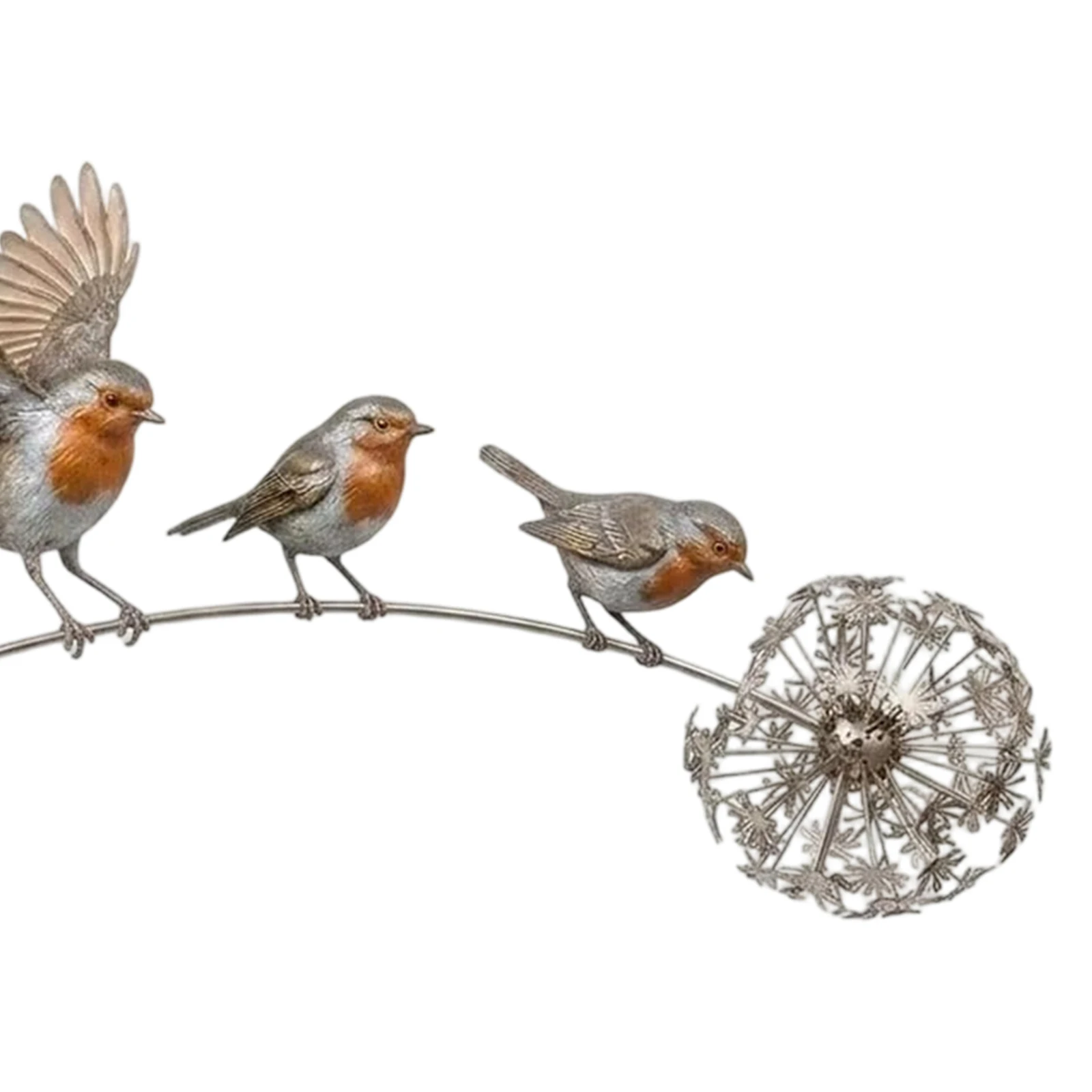 Metal Iron Bird Stakes Decorative Garden Stake Creative Dandelion Garden Sculptures for Yard Lawn Landscape Decor Art Ornament