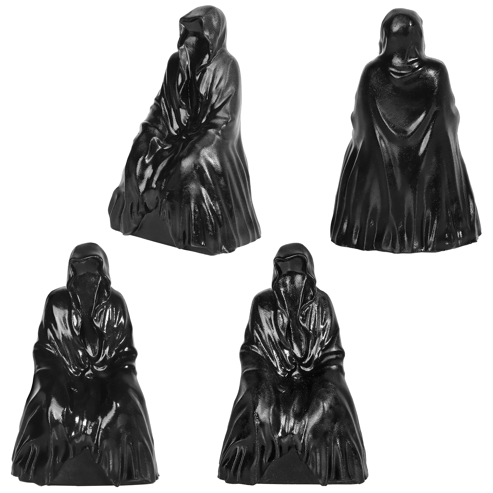 Hand Carved Black Obsidian Witch Resin Figurine Healing Stone Statue For Desktop Ornaments Home Decor