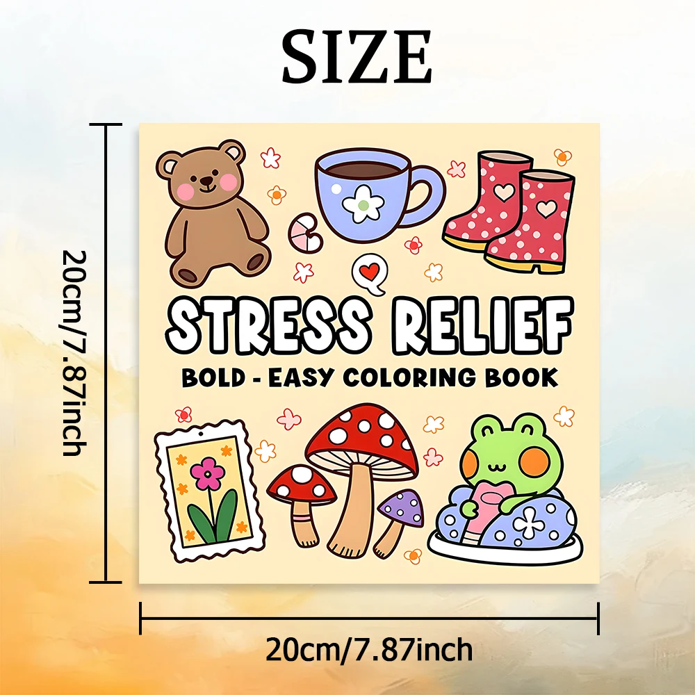 STRESS RELIEF Bold-easy Patterns Coloring Book for Adults Cute Drawing Book Perfect Gift for Party and Birthday