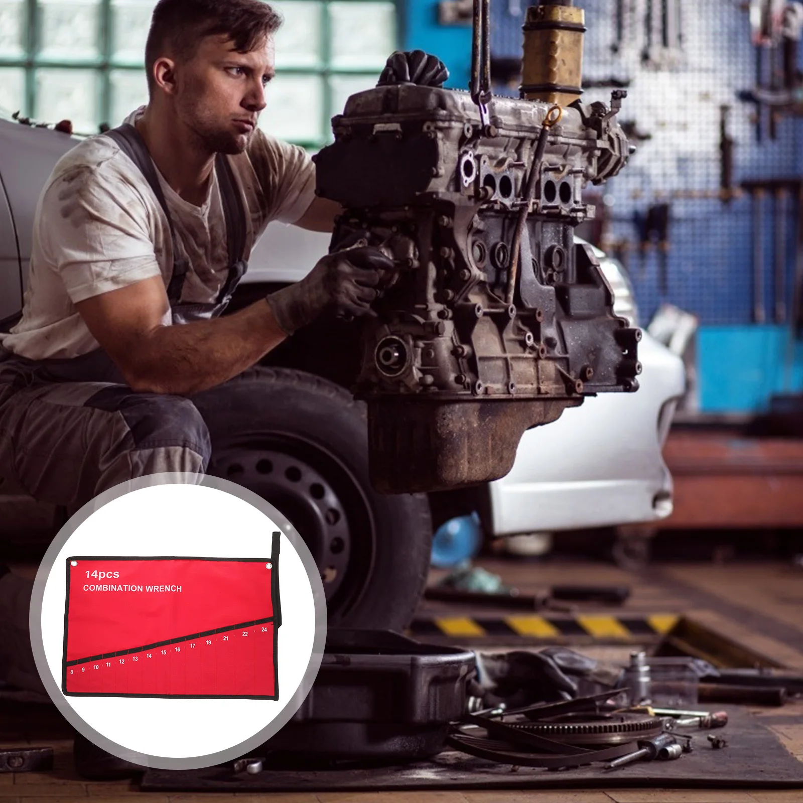 

14-Slot Tool Roll Electrician Organizer Storage Holder Wrench Pouch Heavy Duty Canvas Repair Tool Bag Multipurpose Storage Pouch