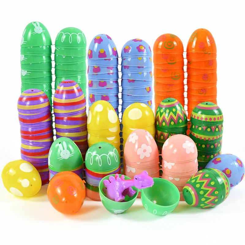 12Pcs Easter Fillable Eggs Kids Party Favors Candy Gift Packaging Box Plastic Empty Easter Egg Basket Filler DIY Home Decoration