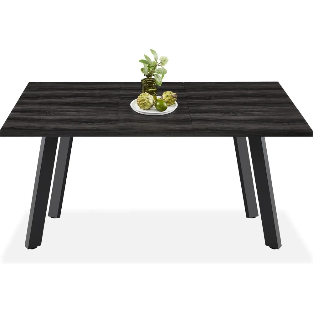 

Extendable Dining Table 47 to 63in Modern Large Expanding Kitchen Table up to 6 People w/Leaf Extension, 2 Locks, 132lb Capacit