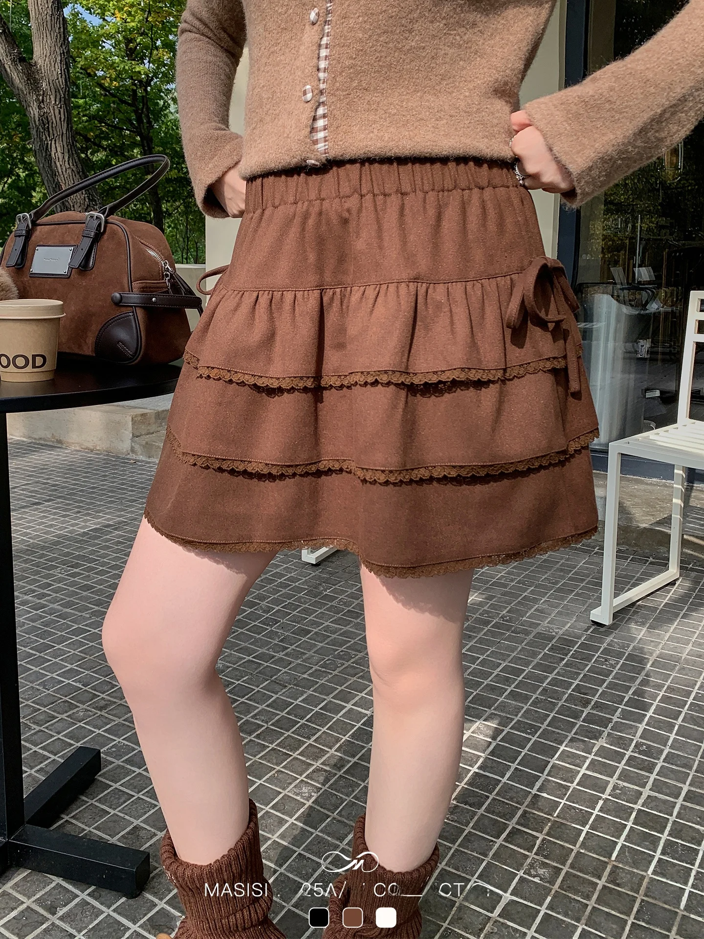 

Maxixe больших размеров, женская юбка Fce ort с рюшами и галстуком-бабочкой, свободные утягивающие зимние юбки f-длины