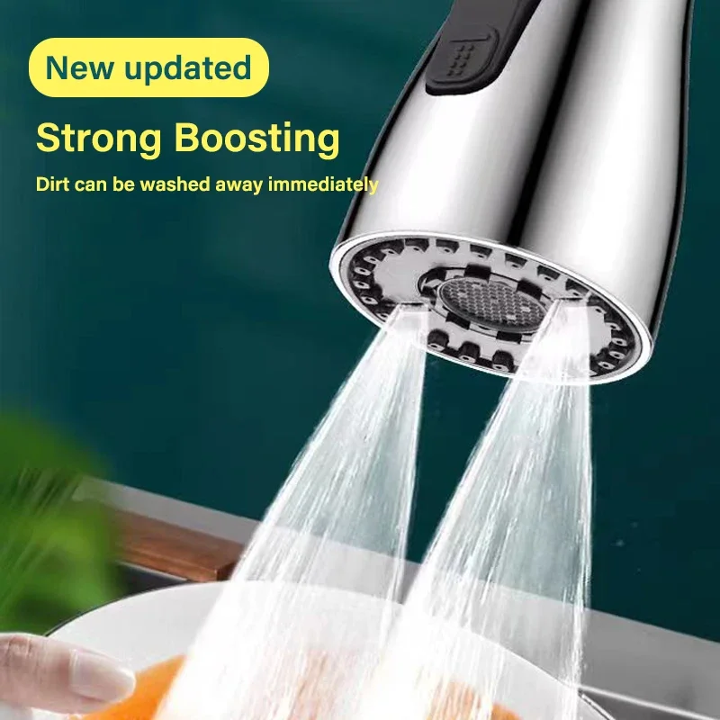 3 In 1 Kitchen Faucet Extender Universal 360 Rotate Pull Out Kitchen Tap Multi-mode Strong Flushing Booster Kitchen Accessories