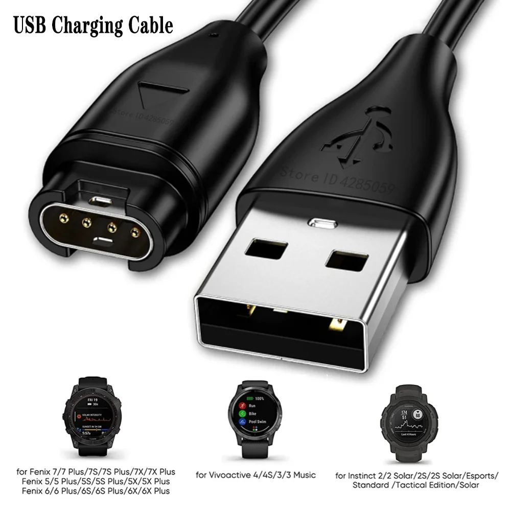 1m USB Charging Cable for Garmin Fenix 8/7/7S/7X/6/6S/6X/5/5S/5X Forerunner 45 165 245 255 265 645 955 965 Vivoactive 5 Venu