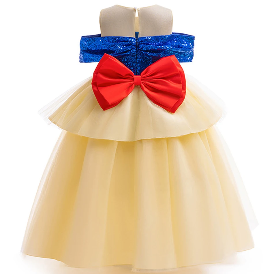 Schnee wittchen Ballkleid Mädchen Prinzessin Cosplay Kleid Kinder Halloween Geburtstags feier schulter frei Kostüm Bühne Performance-Kleidung