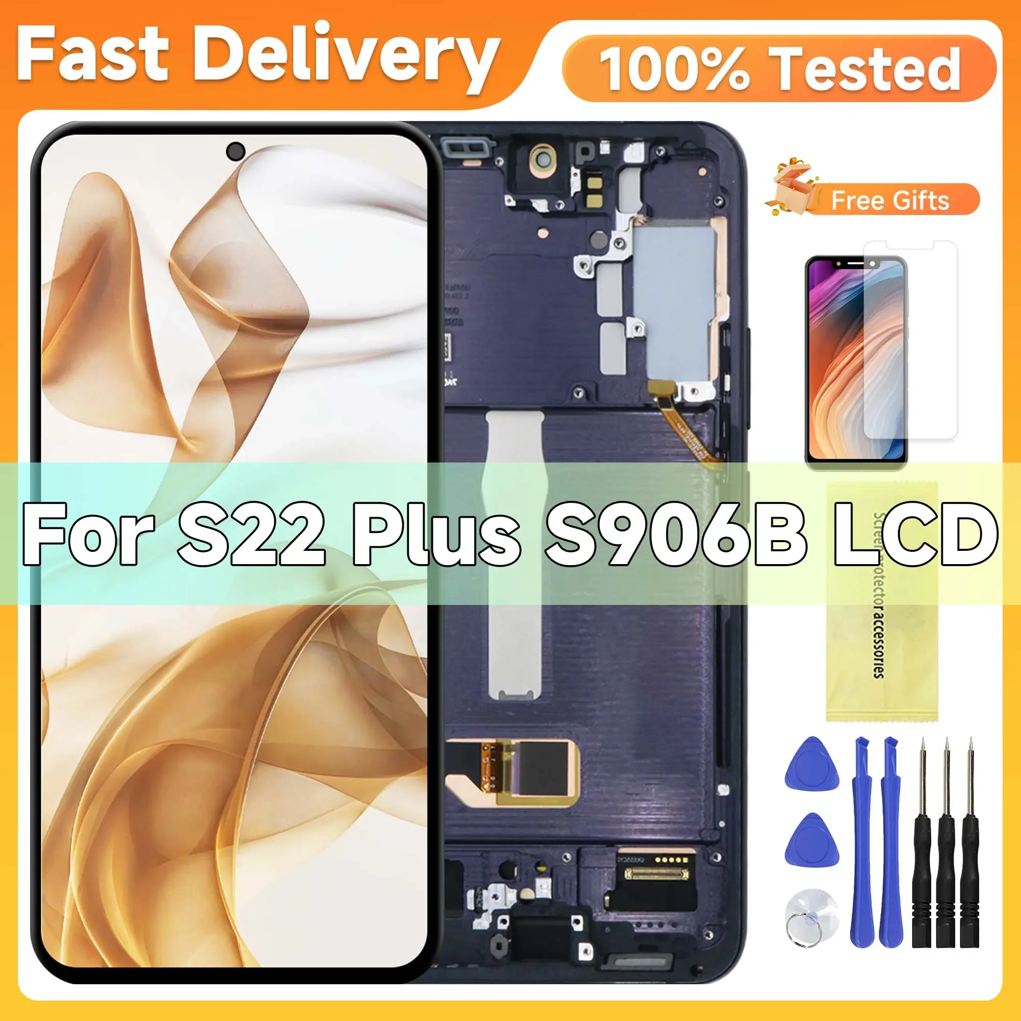 

For AMOLED For Samsung S22 Plus 5G S906 S906B S906U LCD Touch Screen Digitizer For samsung S22 Plus 5G LCD Display