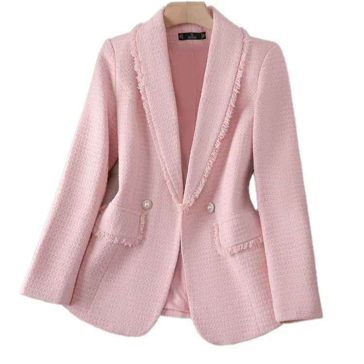 Women's Spring Faion s Thi Polyester Fabric Folded Design Small Suit Jaets Coats Lady's Premium Quali